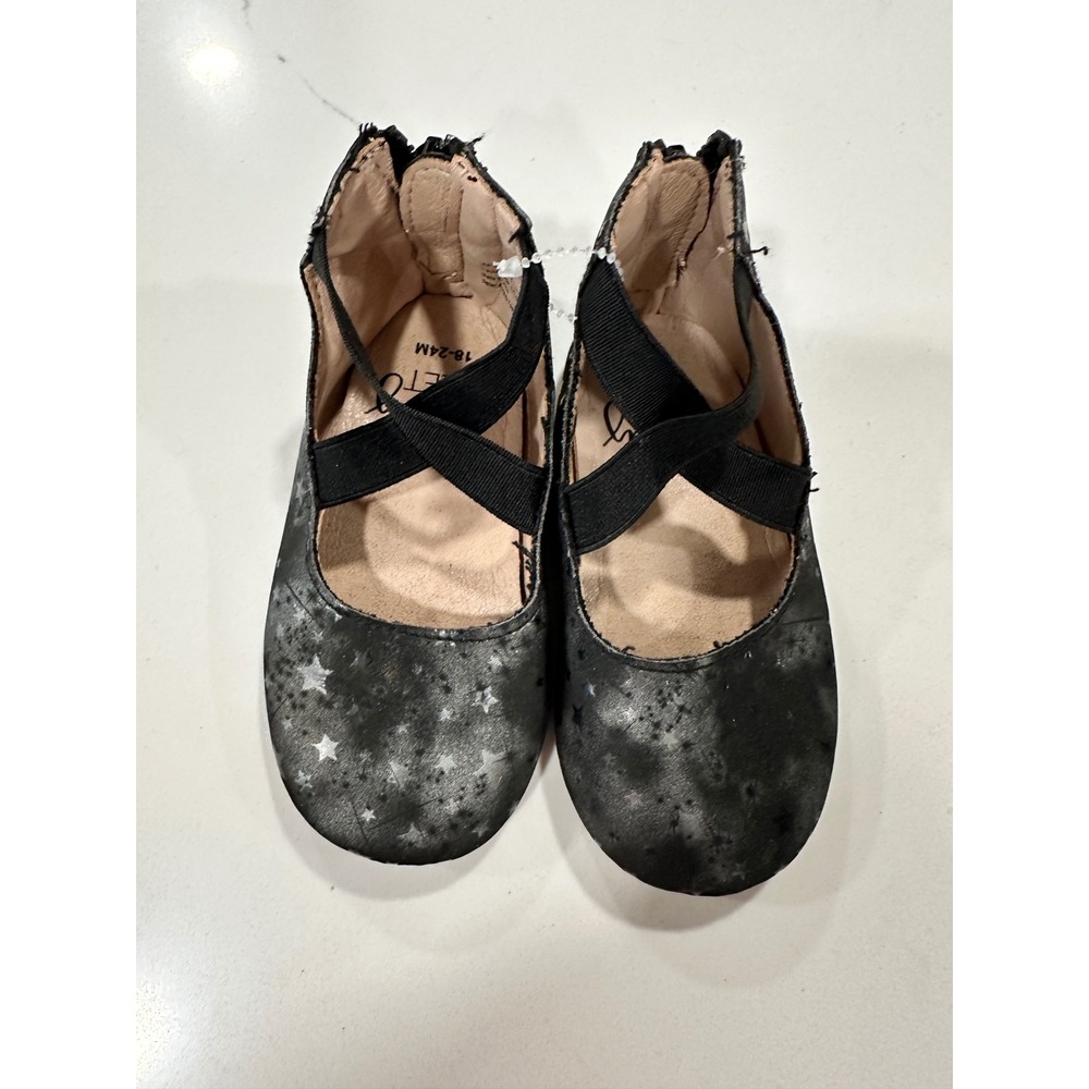 Monkey Feet Ballet Star Black Shoes Girls 18-24M Toddler Zipper‎ Strap